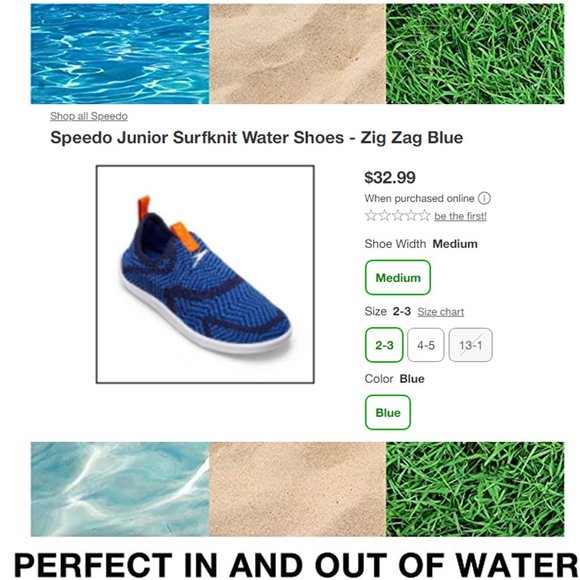 SPEEDO Junior "Surf Strider" Knit Water Shoes - Zig Zag Blue  🏄  NEW!! - Picture 9 of 9
